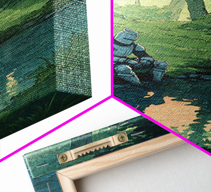 Solitary Knight In Medieval Armor Sitting Beside Forest Stream Original Wall Art With Contemporary And Fantasy Decor