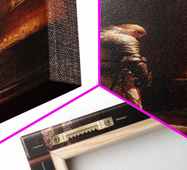 Epic Battle Scene Fantasy Warrior Angels And Knights Battle Framed Canvas Print Modern Wall Art For Office