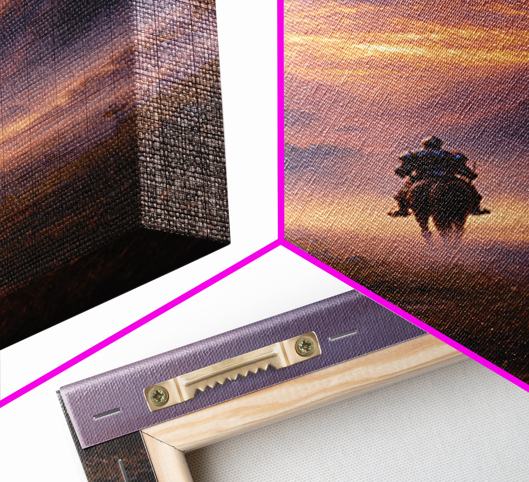 Rustic Islamic Mosque At Sunset Vibrant Orange Original Oil Painting Canvas Print Wall Art