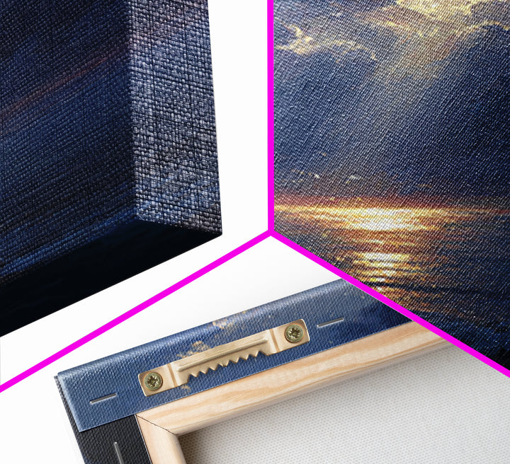 Majestic Sunrise Over Ocean Cliff Scenic Wall Art Framed Canvas Print For Living Room Home Decor