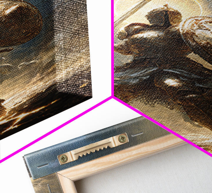 Heroic Knight In Golden Armor Digital Painting Canvas Print Wall Art For Medieval Decor And Fantasy Room Accent