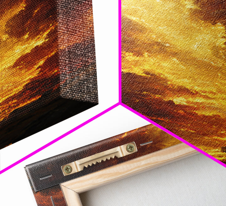 Dramatic Fiery Sunset Landscape Wall Art Canvas Print For Living Room Home Decor And Office Space