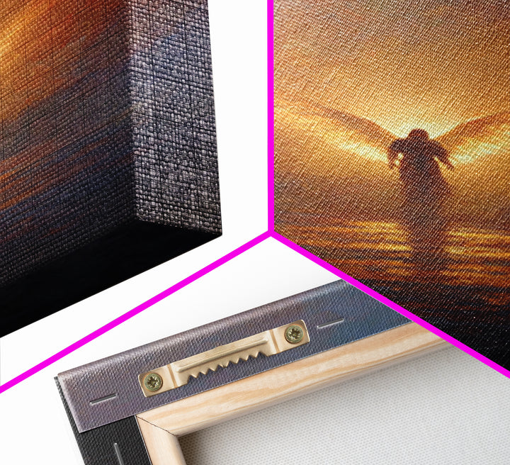 Angelic Figure With Wings Spiritual Wall Art Peaceful Inspirational Painting Framed Canvas Print