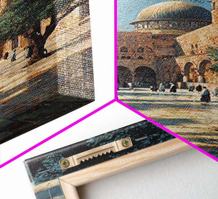 Serene Historic Middle Eastern Courtyard With Dome And Olive Trees Wall Art Canvas Print For Home Decor