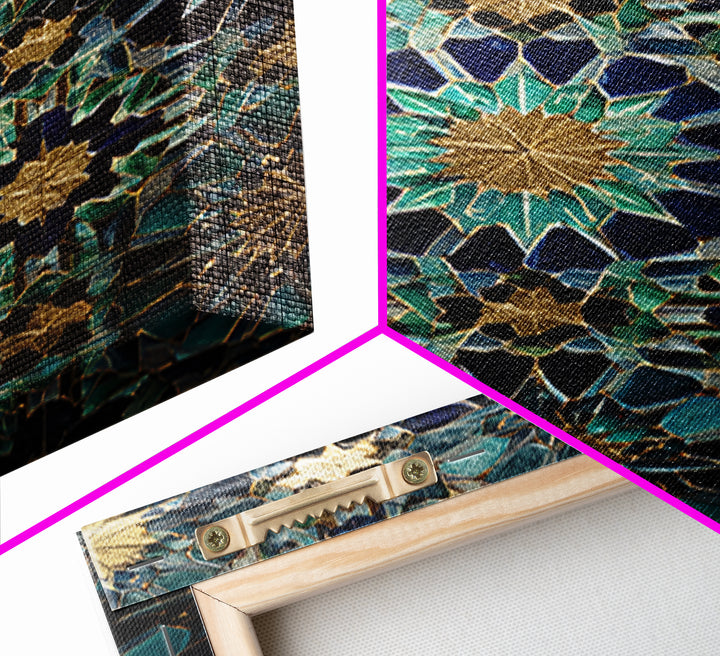 Intricate Moroccan Tile Pattern Photography Wall Art Print Framed Canvas Print For Boho And Mediterranean Decor