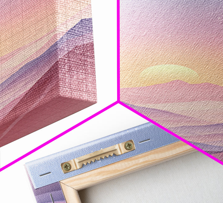 Pastel Mountain Sunrise Under Starry Sky Wall Art, Minimalist Landscape Print, Calming Bedroom Decor, Modern Home Decor, Gift