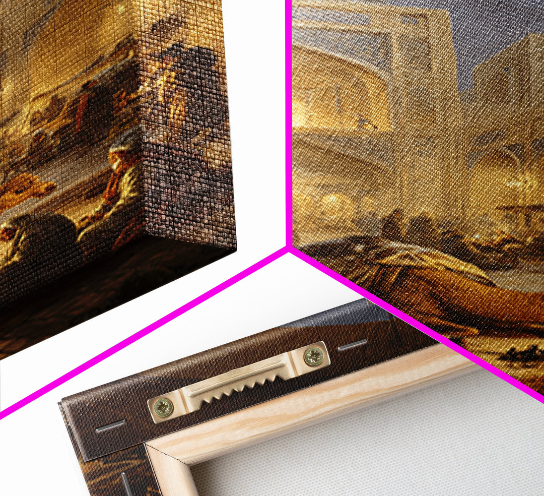 Golden Hour At Historic Jerusalem Ancient Architecture With Shadows Canvas Print Wall Art For Spiritual Home Decor And Travel Lovers