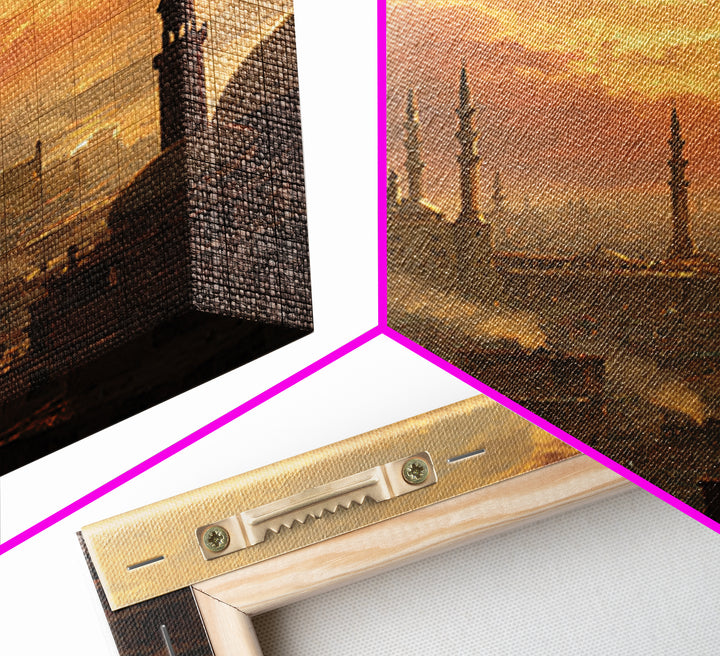 Sunset Over Ancient City Landscape Oil Painting Canvas Print Wall Art For Living Room Home Decor And Historical Art Lovers