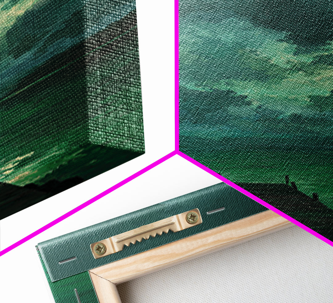 Moody Dock On Lake Under Stormy Sky Green Tones Abstract Wall Art Canvas Print Home Decor