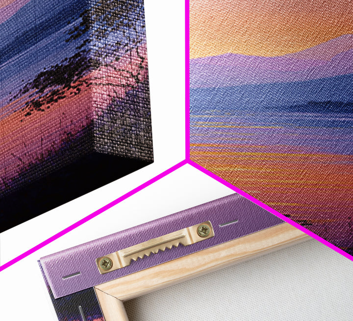 Tranquil Sailboat On Lake At Sunset With Purple Mountains Oil Painting Canvas Print Wall Art For Bedroom Decor And Nautical Lovers