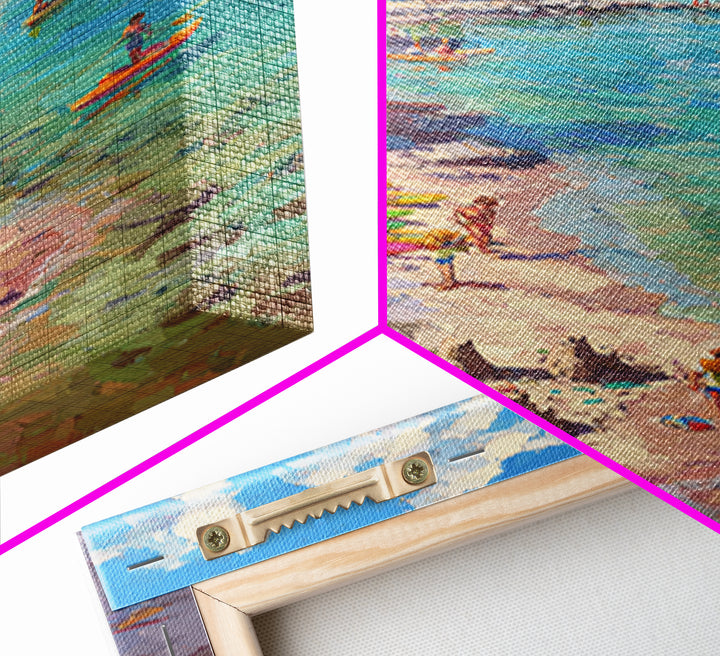 Impressionist Coastal Village Landscape Painting With Water And Boats Traditional Wall Art Large Framed Canvas Print