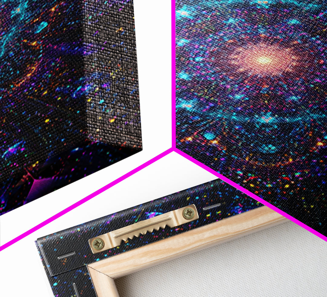 Celestial Mandala Starburst Wall Art, Cosmic Galaxy Canvas Print, Psychedelic Space Decor, Yoga Meditation Room Gift For Her