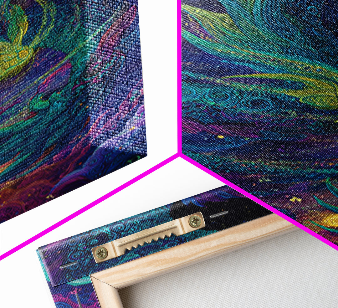 Cosmic Teal Dragon Wall Art, Fantasy Serpent Painting, Celestial Decor, Mystical Canvas, Unique Gift For Fantasy Lovers Decor