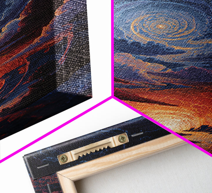 Cosmic Spiral Sunset Wall Art, Surreal Celestial Landscape, Fantasy Space Poster, Mystical Home Decor, Dreamy Room Decor