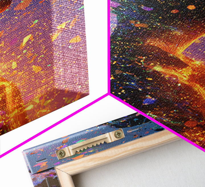 Glowing Woman Silhouette With Confetti Wall Art, Abstract Figurative Art Print, Feminine Wall Art, Colorful Modern Decor