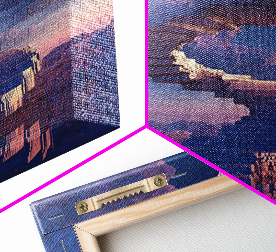 Stairway Through Pink Clouds Framed Canvas Print, Surreal Sky Wall Art, Dreamy Fantasy Decor, Ethereal Home Decor Gift Idea
