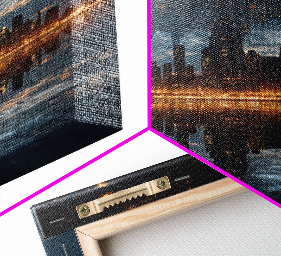 Inverted Futuristic City Canvas Print, Sci Fi Skyline, Cyberpunk Wall Decor, Dystopian Office Art, Modern Home Decor, Statement Artwork