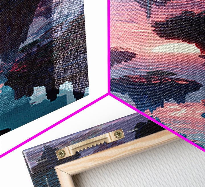 Futuristic Floating Islands With Lush Trees And Sunset Digital Fantasy Artwork Canvas Print Wall Art