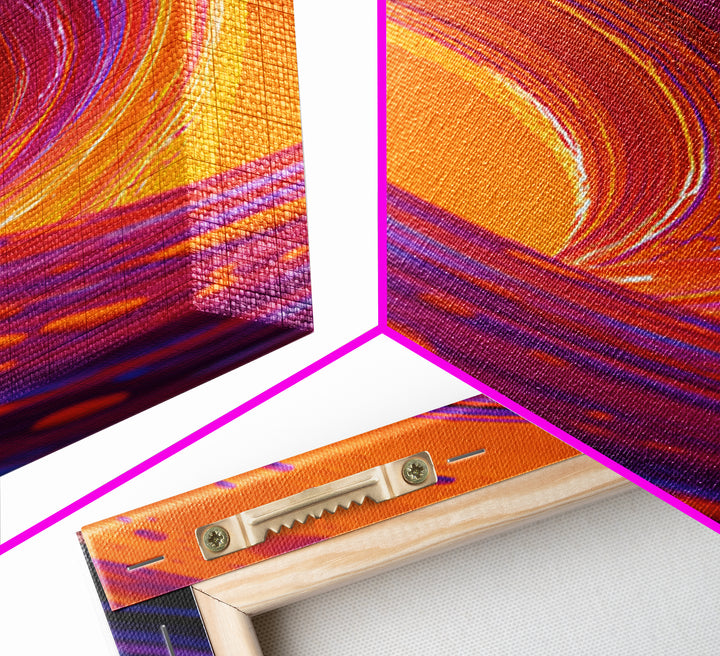 Abstract Orange And Purple Swirl Modern Wall Art Contemporary Digital Canvas Print For Trendy Home Decor And Office