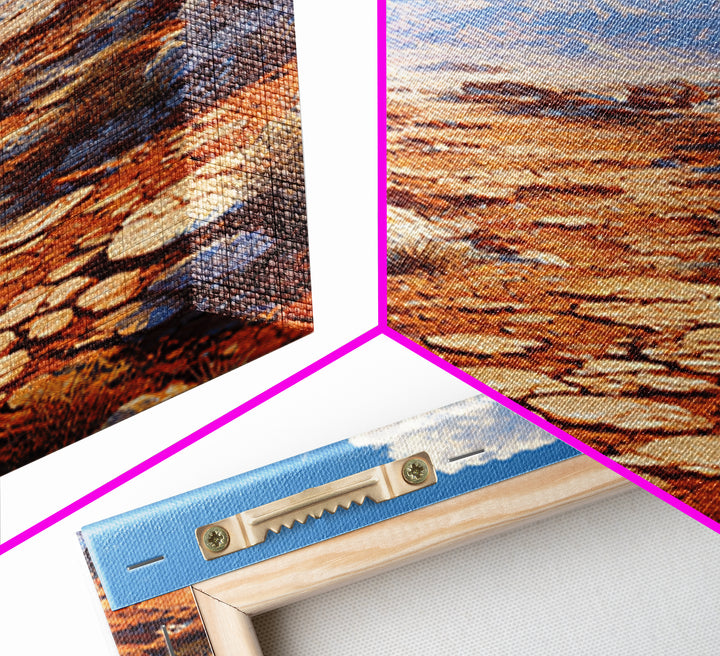 Arid Canyon Dry Landscape With Rocks And Bushes Modern Desert Wall Art Canvas Print For Southwestern Decor
