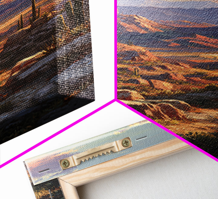 Detailed Desert Canyon Landscape With Scenic View Of Mountains And Trees Wall Art Print Canvas Print