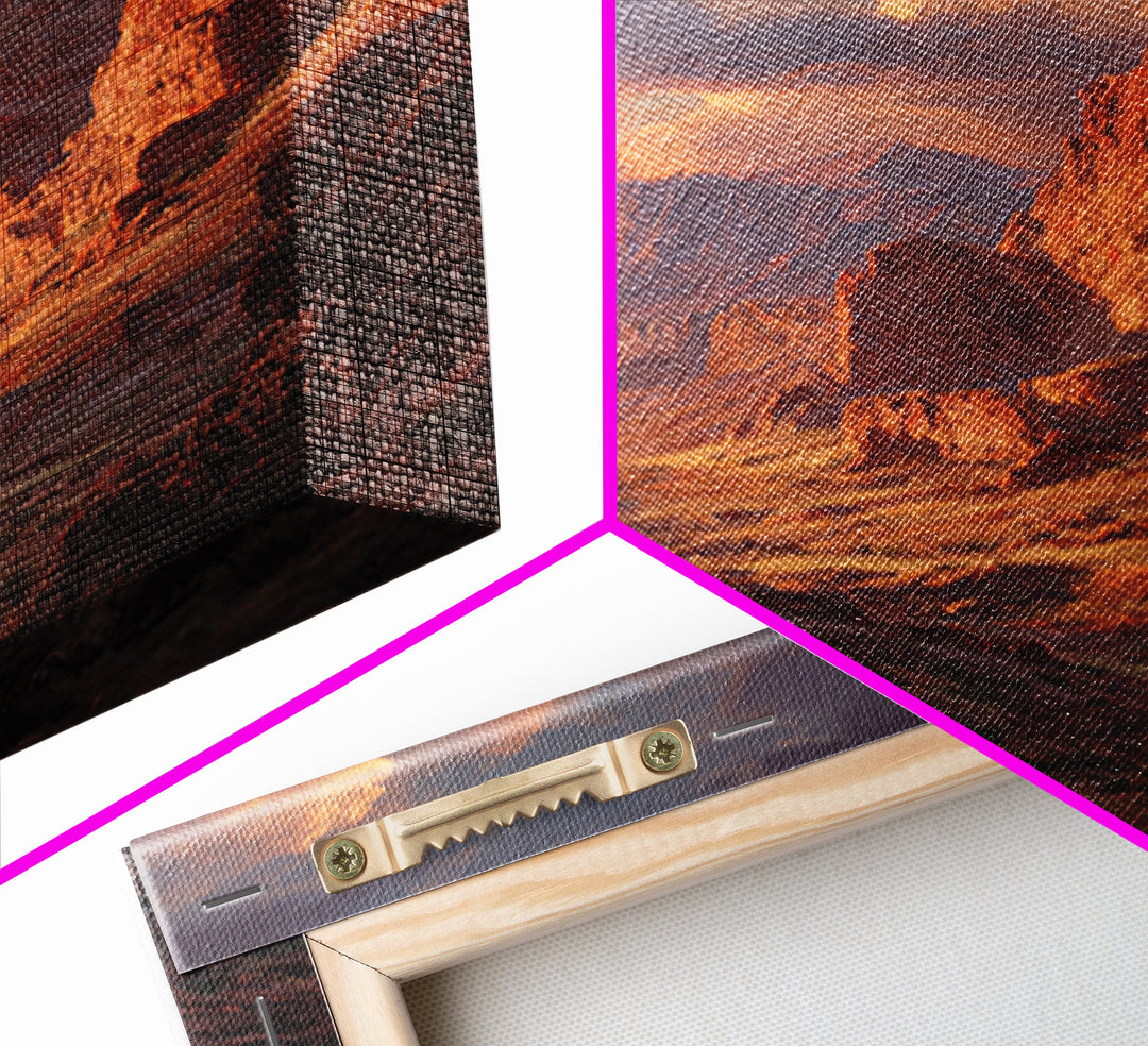 Dramatic Red Rock Canyon Mountain Landscape With Sunset Sky Large Wall Art Canvas Print For Rustic Home Decor