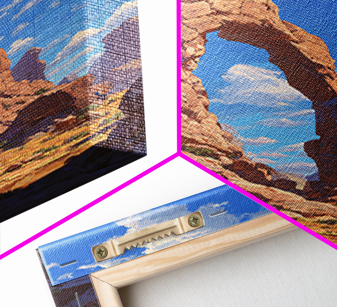 Natural Rock Arch Formation Scenic Desert Landscape Oil Painting Wall Art Print