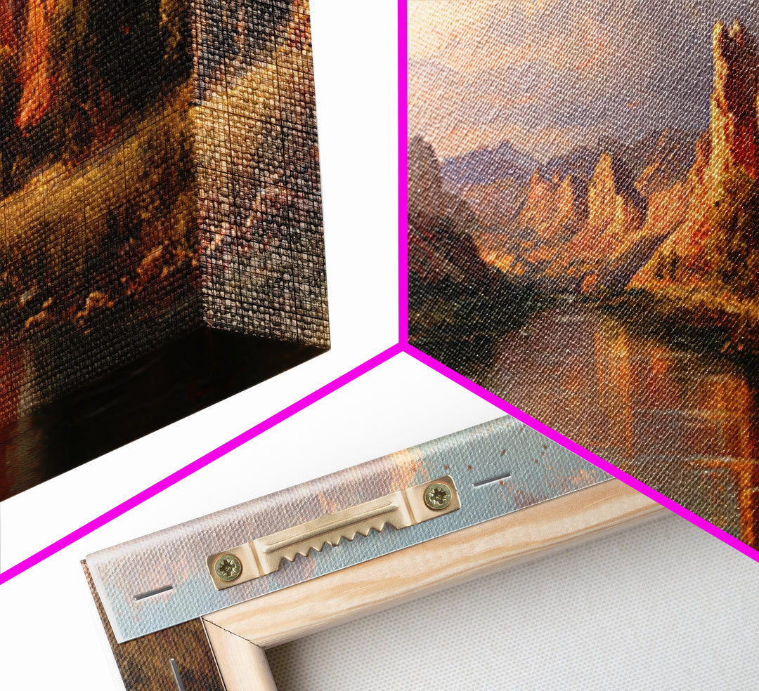 Red Rock Canyon River Wall Art, Southwestern Landscape Painting, Large Horizontal Art, Desert Decor, Living Room Wall Decor