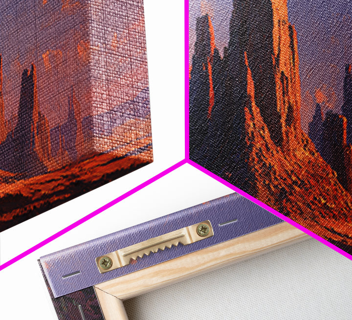 Sunset Desert Monoliths Wall Art, Panoramic Southwestern Landscape Print, Western Home Decor, Large Horizontal Canvas Print