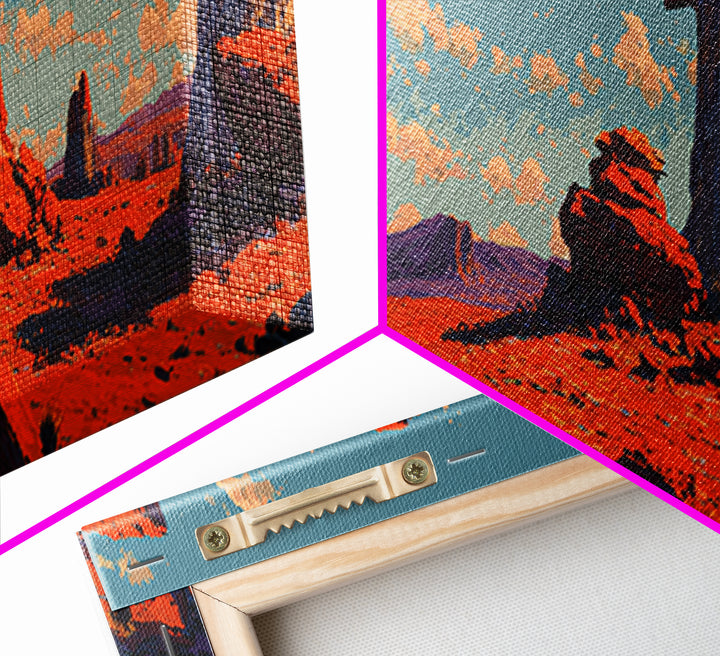 Red Rock Desert Mesas At Sunset Canvas Print, Southwestern Wall Art, Panoramic Landscape, Boho Western Living Room Decor