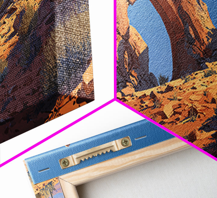 Desert Sandstone Arch Canvas Print, Southwestern Wall Art, Arizona Desert Decor, Cactus Landscape, Modern Western Travel Poster