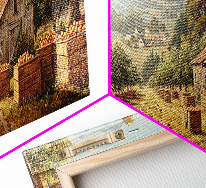 Apple Orchard Harvest Wall Art, Rustic Farmhouse Canvas Print, Country Landscape Decor, Kitchen Dining Room Housewarming Gift
