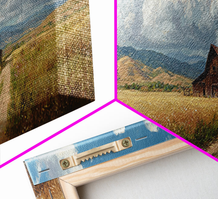Rustic Prairie Barn Wall Art, Country Landscape Canvas Print, Farmhouse Decor, Rural Home Decor, Large Horizontal Art, Living Room Decor