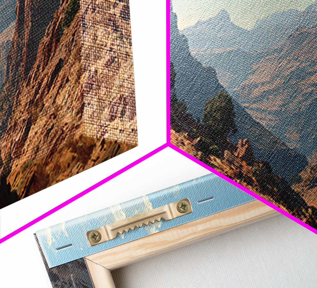Sunlit Desert Canyon Landscape Wall Art, Southwestern Mountain Canvas Print, Rustic Nature Decor, Large Horizontal Office Print