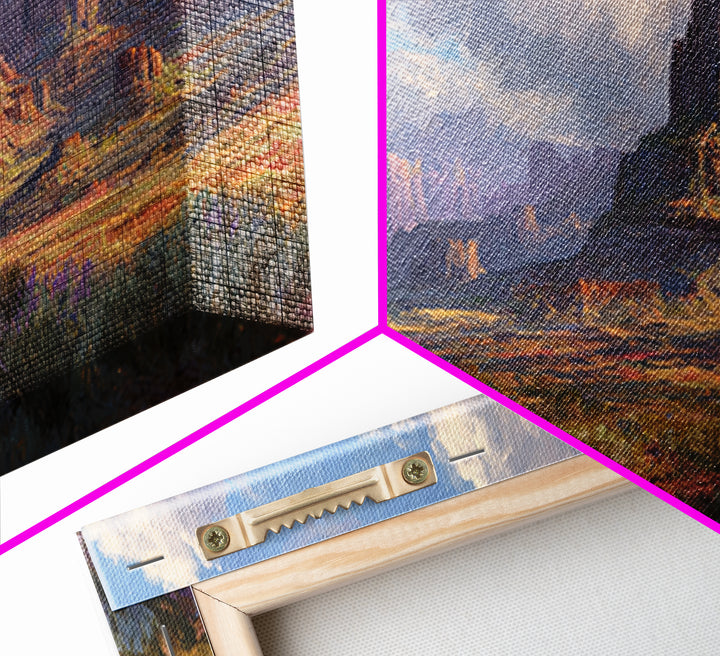 Sunlit Desert Mesa And Canyon Landscape Canvas Print, Southwestern Wall Art, Western Home Decor, Large Horizontal Art For Living Room