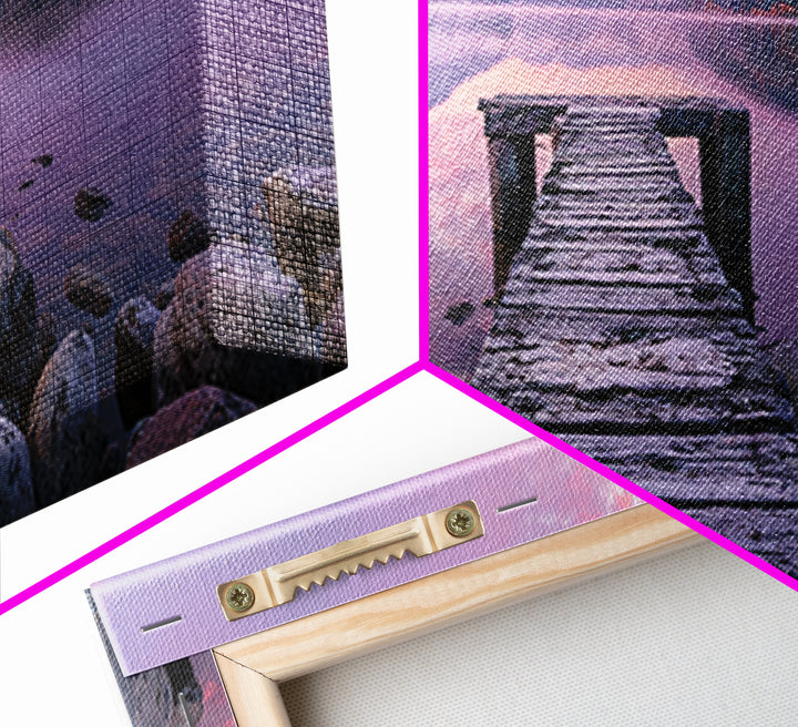 Misty Lake Dock At Pink Sunrise, Calming Wall Art, Lake House Canvas Print, Nature Landscape Decor, Above Bed Art, Bedroom Decor