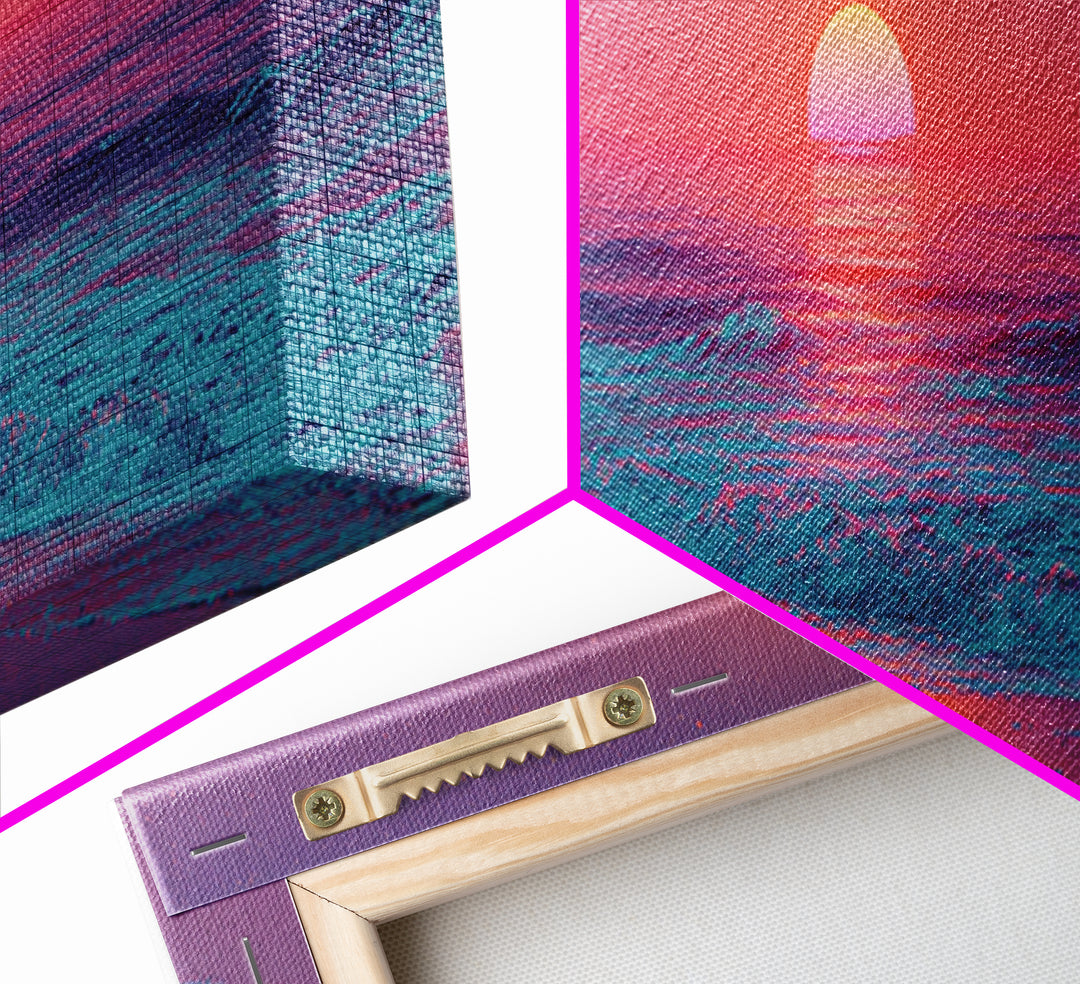 Pastel Pink Ocean Sunrise Wall Art, Coastal Bedroom Decor, Calm Seascape Print, Beach House Canvas, Serene Home Gift Idea