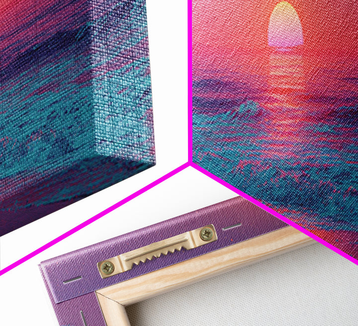 Pastel Pink Ocean Sunrise Wall Art, Coastal Bedroom Decor, Calm Seascape Print, Beach House Canvas, Serene Home Gift Idea