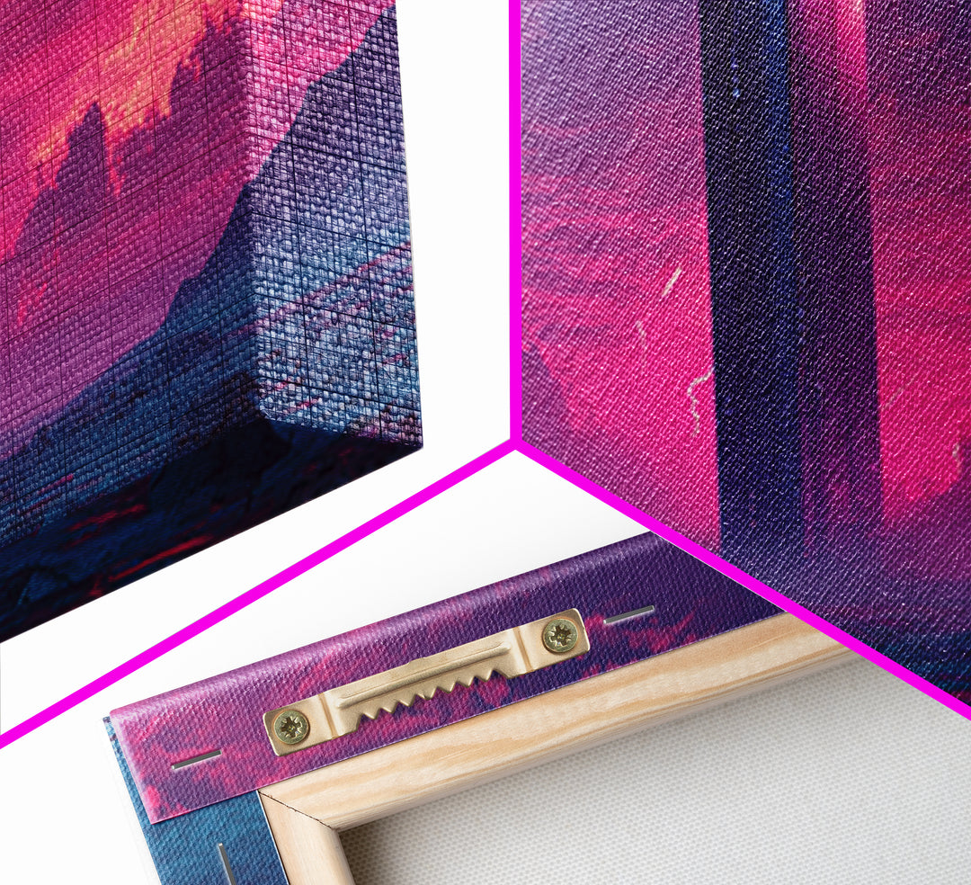 Neon Futuristic Monolith Desert Canvas Print, Sci Fi Wall Art, Alien Landscape Decor, Cyberpunk Poster, Dystopian Gift Idea