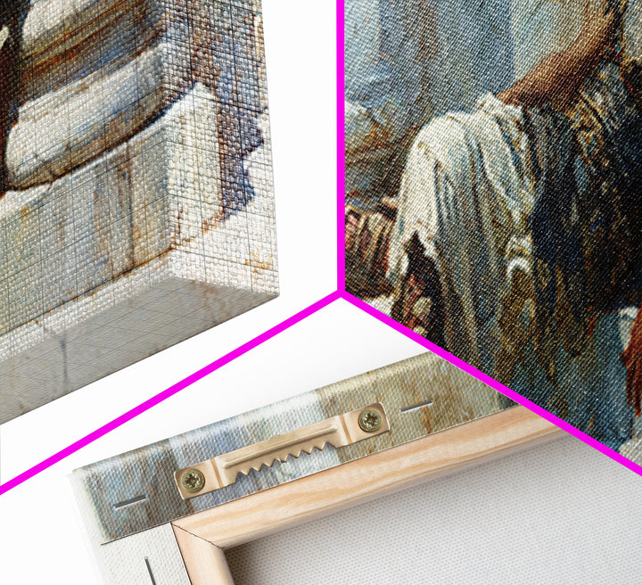 Resting Roman Soldier By Marble Columns Wall Art, Ancient Warrior Oil Painting Print, Classical History Decor, Housewarming Gift