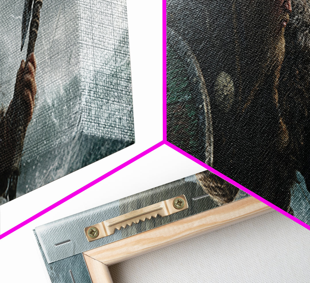 Stormy Viking Warrior At Sea Wall Art, Norse Ship Canvas, Dark Fantasy Decor, Warrior Gift, Nautical Living Room Art, Rustic Home Decor