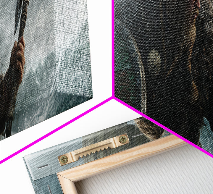 Stormy Viking Warrior At Sea Wall Art, Norse Ship Canvas, Dark Fantasy Decor, Warrior Gift, Nautical Living Room Art, Rustic Home Decor