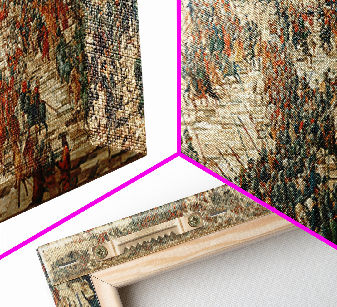 Vast Ancient Battlefield Wall Art, Epic Panoramic Battle Scene Canvas Print, Historical Army Decor For Large Living Room