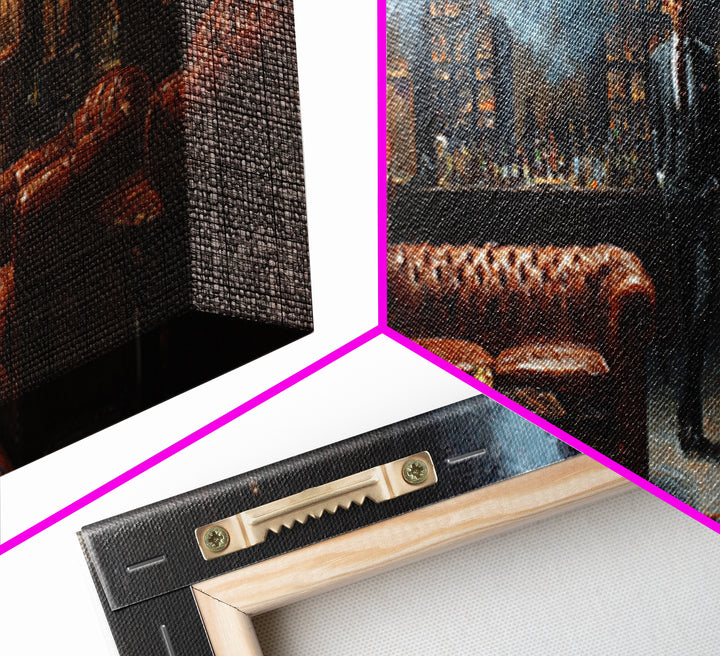 Smoky Gentleman In Leather Lounge Wall Art, Speakeasy Home Bar Canvas Print, Moody Masculine Living Room Decor Gift For Him
