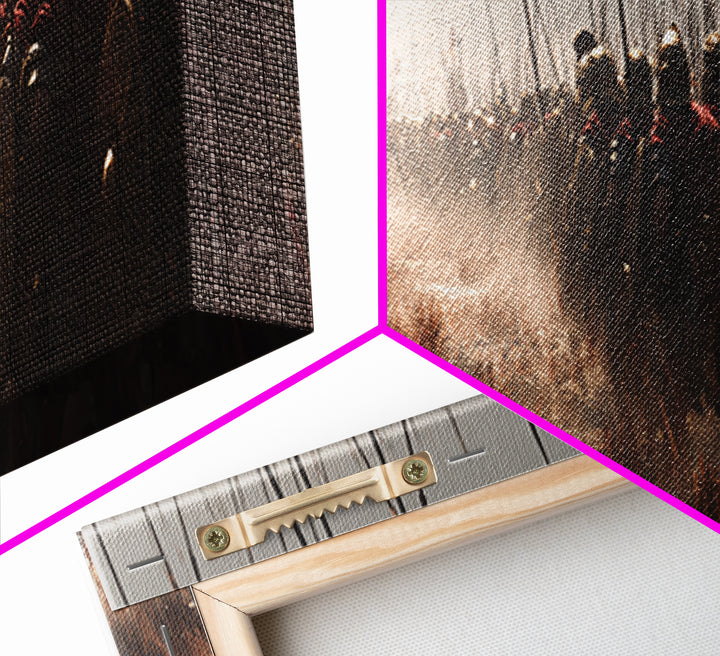 Ancient Spear Army In Mist Wall Art, Roman Legion Battle Scene, Historical Decor, Masculine Office, Large Canvas Print, Gift For Him