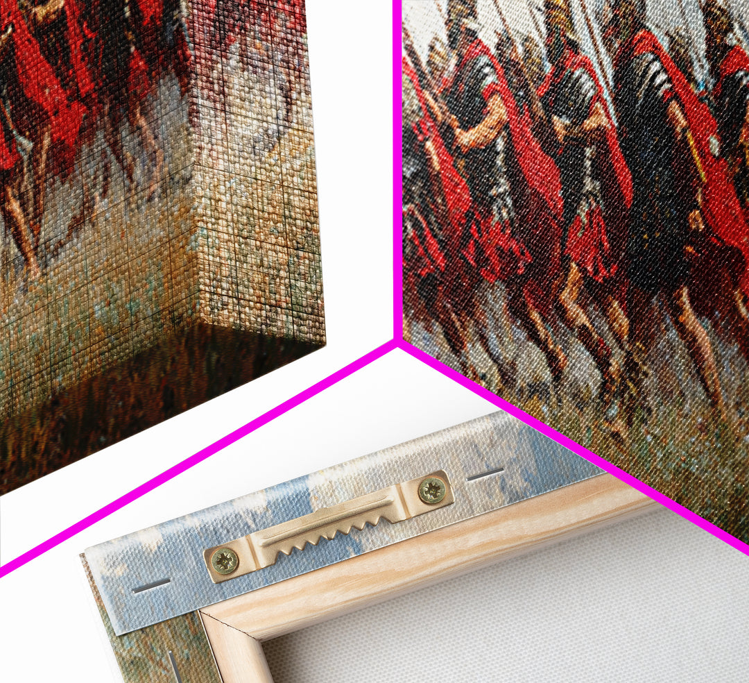 Roman Legion Charge In Red Cloaks Wall Art, Epic Battle Canvas, Historical War Painting, Masculine Office Decor, Gift For Him