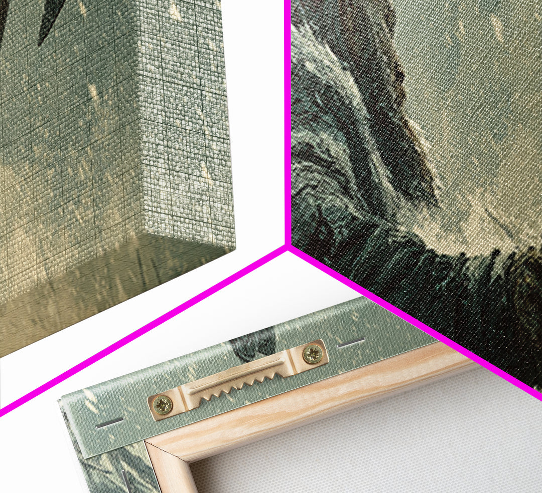 Snowy Viking Warrior With Battle Axe Wall Art, Dark Fantasy Winter Canvas Print, Nordic Masculine Office And Cabin Decor