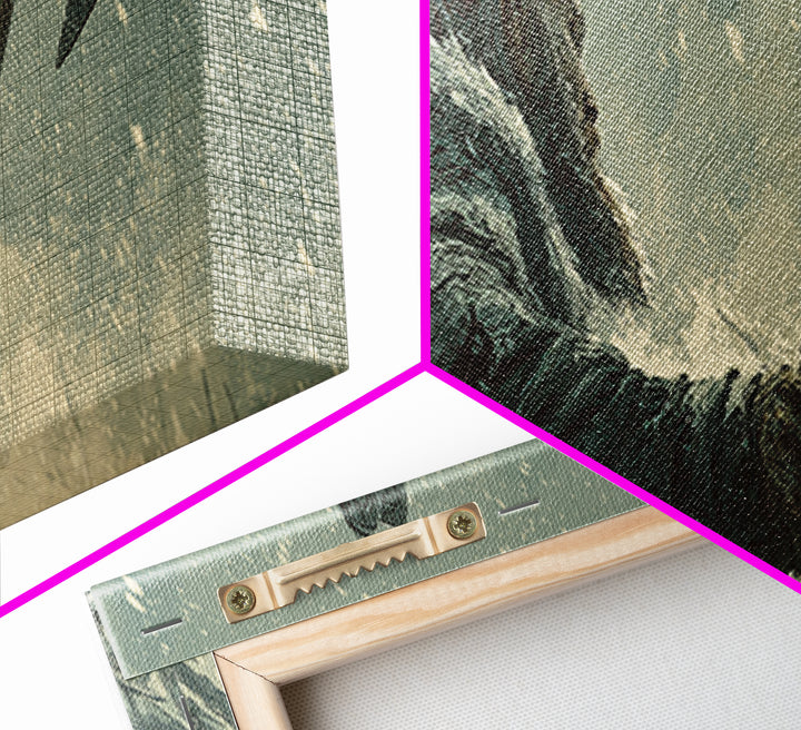 Snowy Viking Warrior With Battle Axe Wall Art, Dark Fantasy Winter Canvas Print, Nordic Masculine Office And Cabin Decor