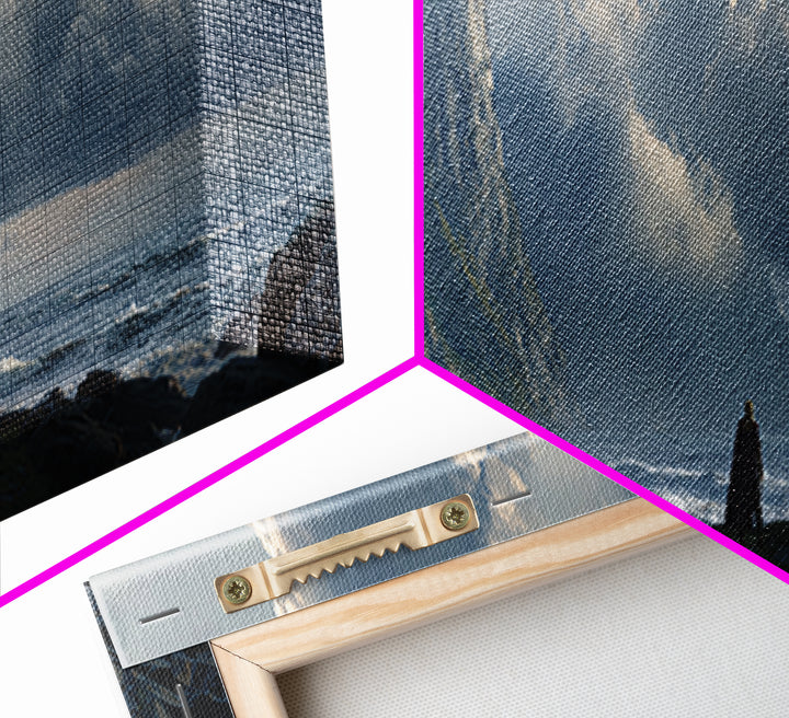 Cloaked Figure On Stormy Cliff Wall Art, Epic Coastal Fantasy Canvas Print, Moody Seascape, Dramatic Landscape Decor, Living Room Art