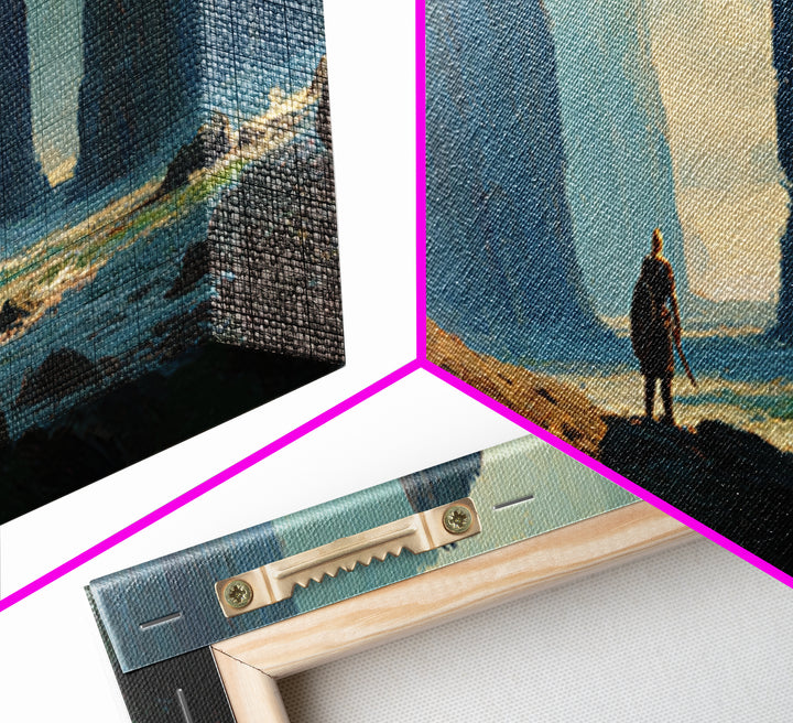 Lone Explorer In Misty Coastal Cliffs Canvas Print, Dramatic Seascape Wall Art For Living Room And Office Decor, Above Sofa Decor